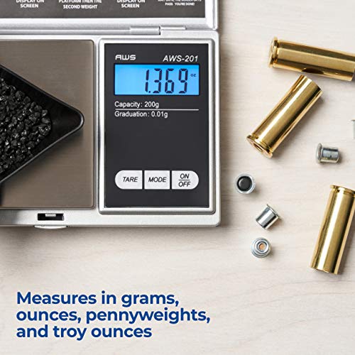 American Weigh Scales Series Digital Pocket Weight Scale Accurately Measures200g x 0.01g, (Silver), AWS-201-SIL - color: Silver, size: 200g x 0.01g