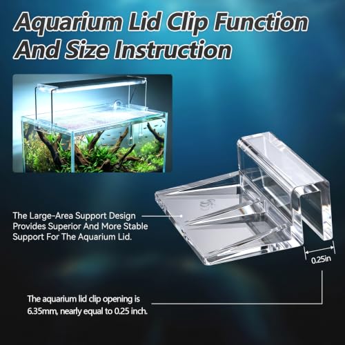 10PCS Transparent Aquarium Lid Clips, Rimless Fish Tank Lid Holder | Acrylic Aquarium Cover, Support Acrylic and Glass Aquarium, Fish Tank Cover Clips for 5-6mm Thickness Rimless Aquariums Frame