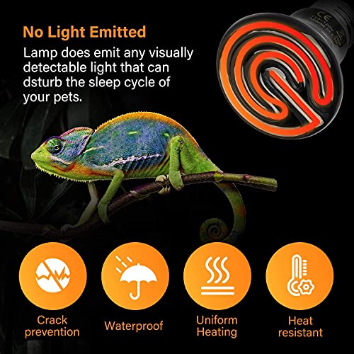 Simple Deluxe 25W (Mini) Ceramic Heat Emitter Reptile Heat Lamp Bulb No Light Emitting Brooder Coop Heater for Amphibian Pet & Incubating Chicken, Black, 1-Pack - size: 25 Watts, style: 1 Pack