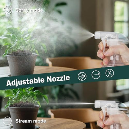 16.9oz/500ml Plastic Spray Bottles 1 Pack, Adjustable Mist/Stream | Refillable heavy duty spray containers for plants, cooking, hair care and household cleaning - color: 16.9oz-Clear