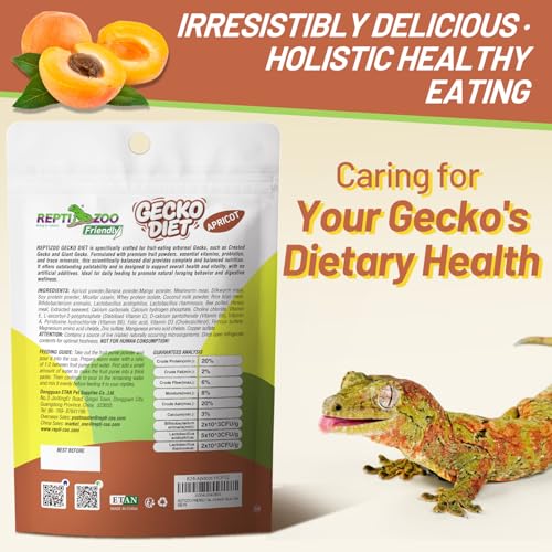 Crested Gecko Food, Fruit Mix Apricot Complete Diet Gecko Food 2oz