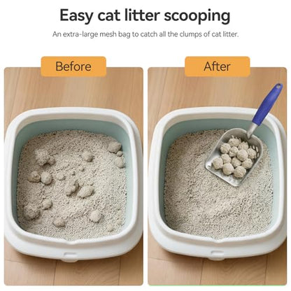 Cat Litter Scoop, Kitty Metal Scooper with Long Handle | Heavy Duty Aluminum Deep Sifter, Rustproof Durable Kitten Poop Shovel for Travel & Small Litter Box - color: Blue, size: Medium