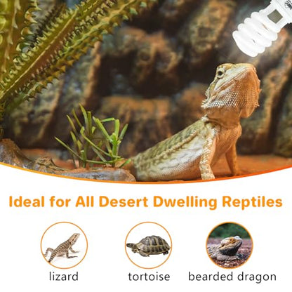 LUCKY HERP UVA UVB Reptile Light 10.0, Desert UVB 150 Compact Fluorescent Lamp, UVB Light for Reptiles 23W, UVA UVB Reptile Light Bulb, UVB Bulb for Reptiles Bearded Dragons Lizards Tortoises Snakes - style: UVB10.0 23W