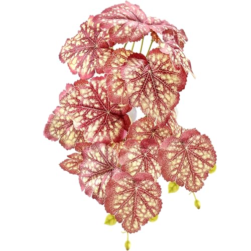 Woyrise Fake Reptile Plants for Terrarium,Tank Decor, Artificial Plant | Hanging Plant with Suction Cup,Amphibian Habitat Decor,Tank Accessories for Snake Gecko ChameleonTortoise(Pink Heuchera) - color: C-fake Heuchera Micrantha Pink