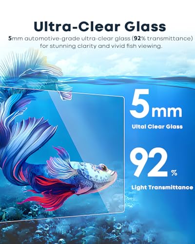 10 Gallon Aquarium Set Glass Fish Tank, Heater Self Cleaning System Filter with Media Bright Light Cleaning Tool, Leak-Proof Clear Rimless Betta Tropical Freshwater Fish - size: 10 Gallon