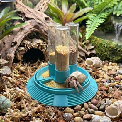 4-in-1 Hermit Crab Feeding Station - Integrated Nutrition and Hydration Center，3D-Printed Tank Accessories Made from Safe Materials, Suitable for Hermit Crabs and Small Reptiles. - color: Cyan