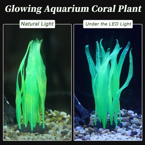 Aquarium Glowing Kelp Plant, Soft Silicone Glowing Decorations Green 2pcs - color: Green