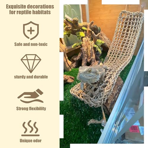 2Pcs Reptile Hammock for Bearded Dragon Climbing Bridge Tank Accessories | Large Bearded Dragon Hammock, 2 Pcs Reptile Climbing Bridge, Lizard Tank Accessories for Chameleon Hermit Snake Habitat Decor - style: 1 Rectangle + 1 Square