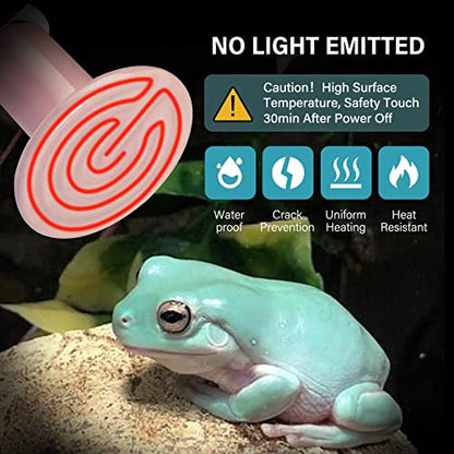 Simple Deluxe 150W Mini Ceramic Heat Emitter Reptile Heat Lamp Bulb No Light Emitting Brooder Coop Heater for Amphibian Pet & Incubating Chicken, 2 Pack, Pink - color: Pink