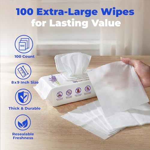 Best Pet Supplies Cleaning Dog Wipes - Calming Lavender, 400 Count | Lavender Scented, Large 8x9" Pet Wipes, Vitamin E, Puppy & Cat Safe, Gentle Grooming, Resealable Pouch Prevents Drying - color: Calming Lavender, size: 400 Count