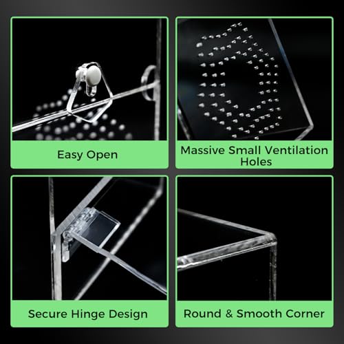 Acrylic Jumping Spider Enclosure, Secure Front Opening Door, 4x4x8 inch, Ventilated Habitat for Tarantulas, Mantis, Hermit Crabs & Small Pets