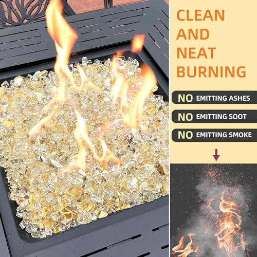 10 Pounds Fire Glass 1/2 Inch High Reflective Tempered Firepit Glass | Gold Rocks for Fireplace, Fire Pit Table, Fire Bowl and Landscaping & DIY Crafts - color: Gold, size: 1/2 inch, 10lb