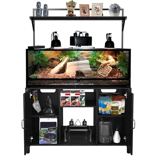 GDLF 48"x24" Reptile Tank Stand,Terrarium Stand Fits up to 120 Gallon,Black | Fits Bearded Dragon Tanks, Bottom Cabinet Storage, Display Shelf for Plants & Decor, 1100 lbs Support - color: Black, size: 48" x 24"