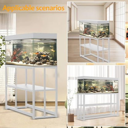 Akenow 55-75 Gallon Fish Tank Stand with Storage Shelf, 48.5 x14.9 x 29.2 Inch Aquarium Stand, Turtle Tank, Reptile Terrariums and Breeder Tank Stand,980LBS Capacity, White - color: White