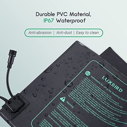 LUXBIRD 2 Pack Seedling Heat Mats with Digital Thermostat Controller, 10" x 20.75" 30W for Seed Starting, Germination, Hydroponics, Brewing, Breeding, Greenhouses (LB-HT02) - size: 2 Pack-10x20.75