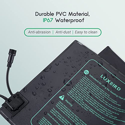 LUXBIRD 2 Pack Seedling Heat Mats with Digital Thermostat Controller, 10" x 20.75" 30W for Seed Starting, Germination, Hydroponics, Brewing, Breeding, Greenhouses (LB-HT02) - size: 2 Pack-10x20.75