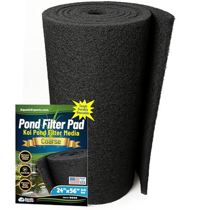 Aquatic Experts Classic Koi Pond Filter Pad COARSE – Bulk Roll Pond Filter Media, Rigid Ultra-Durable Latex Coated Fish Pond Filter Material US (24" x 56", Coarse (Black)) - size: 24" x 56"