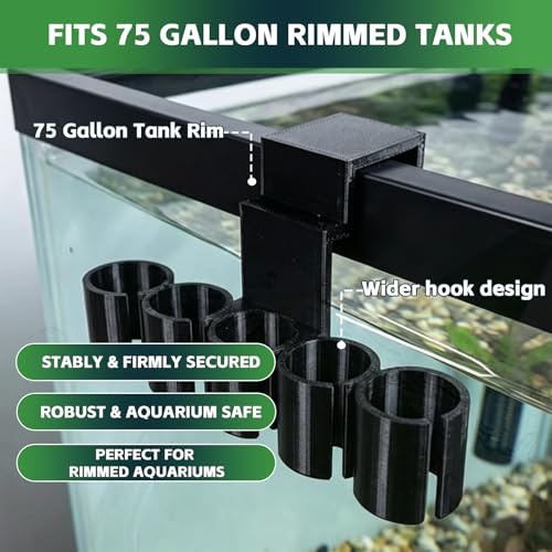4-Pack Aquarium Plant Holder for 75 Gallon Rimmed Tanks | Bamboo Clip with 5 Elastic Holes to Secure Bamboo Stalks or Other Plants for Emersed Aquaponic Cultivation & Fish Tank Decor