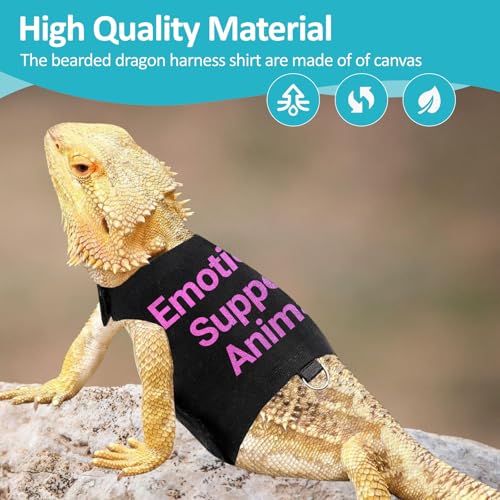 Bearded Dragon Lizards Clothes with Leash Set - Cute Lizard Reptile Small Animal Adjustable Harness Clothes for Walking Outdoor Security Costume Photo Prop(Pink - color: Pink