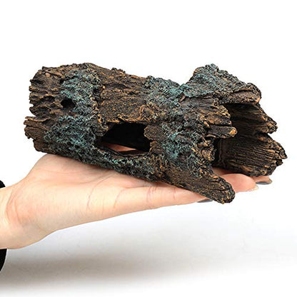 La La Pet® Reptile Log Hideaway Reptile Hideouts Resin Wood Gecko Hides and Caves Bark Bends Lizard Habitat Decor Aquarium Fish Tank Accessories for Spiders Snake Frog Turtle Amphibians