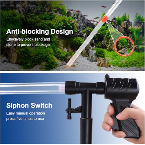 Fish Tank Cleaner Kit, Gravel Vacuum for Aquarium, Aquarium Vacuum Cleaner | Fish Tank Aquarium Vacuum Gravel Cleaner, Aquarium Siphon with Magnetic Fish Tank Glass Cleaner, Aquarium Cleaning Tools