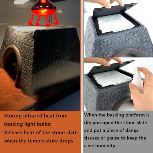 Large Bearded Dragon Basking Platform Oversize Reptile Hide Cave Natural Rock Resin Lizard Hideout for Bearded Dragon Lizards Ball Python Snakes Turtle Large Reptiles