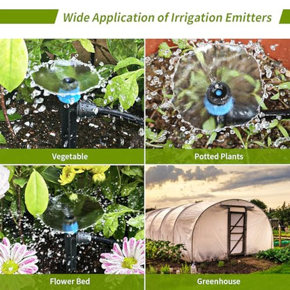 50pcs Drip Irrigation Emitters for 1/4" Drip Tubing Adjustable 360 Degree Fan Shape Water Flow Vortex Drippers for Drip Irrigation with Lock Barbed Irrigation Drip Nozzles for Flower Plants Garden - size: 50 Pcs Drip Emitters Vortex with Lock Barb