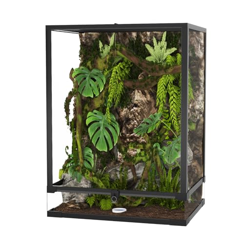 67 Gallon Glass Reptile Tank 24"x18"x36", Tall Reptile Terrarium with Top Screen Ventilation & Double Hinge Door & Water-Tight Base for Bearded Dragon, Chameleon, Tree Frogs - size: 67 Gallon-T