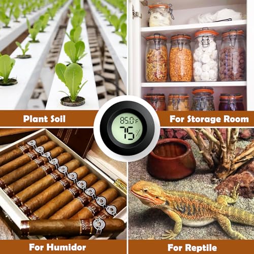 Vodolo 2PCS Reptile Thermometer and Humidity Gauge,Digital Adhesive Reptile Terrarium Hydrometer,Bearded Dragon Tank Accessories,Pet Humidity Meter Supplies for Leopard Crested Gecko,Snake,Lizard - size: 2PCS Rounded