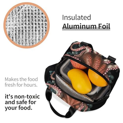 Insulated Lunch Bag Octopus Intertwined Lunch Box for Women Men Reusable Leakproof Lunch Cooler Bag for Office Picnic - color: Octopus Intertwined