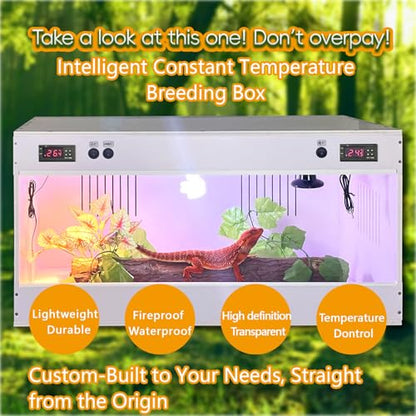 100x50x50cm Smart Dual-Temp Reptile Enclosure, Acrylic Sliding Door, 5 Ceramic Sockets – Versatile Vivarium Tank for Tarantula, Isopod, Lizard, Turtle, Tortoise Habitat & Bug Container - size: 100*50*50CM /39. *19.6*19.6 IN