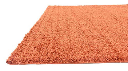 Unique Loom Solid Shag Collection Area Rug (8' Square, Terracotta) - color: Terracotta, size: 8' x 8' (Square)