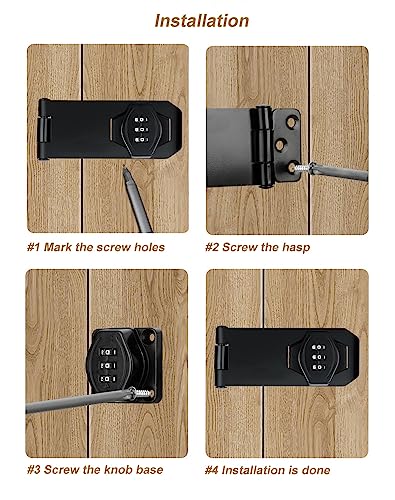 Cabinet Lock Keyless 3-Digit Password Combination Code Hasp Latch Lock Twist Knob Wooden Drawer Cupboard (Black, 3 inch) - color: Black, size: 3 Inch