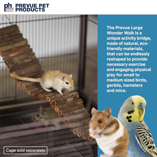 Prevue Pet Products Natural Large Wonder Walk Bird & Small Animal Ladder - Wooden Cage Accessories for Climbing, Exercise, Hanging Activity Bridge for Birds, Hamsters, Gerbils & Mice - size: Large