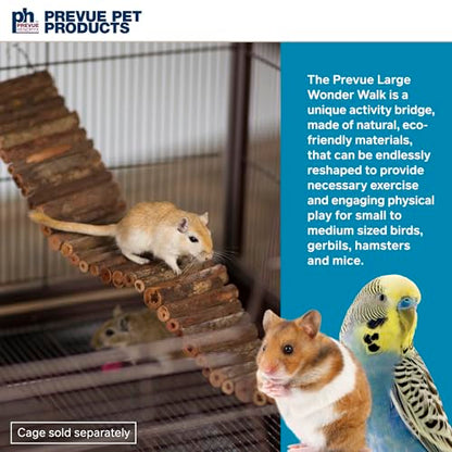 Prevue Pet Products Natural Large Wonder Walk Bird & Small Animal Ladder - Wooden Cage Accessories for Climbing, Exercise, Hanging Activity Bridge for Birds, Hamsters, Gerbils & Mice - size: Large