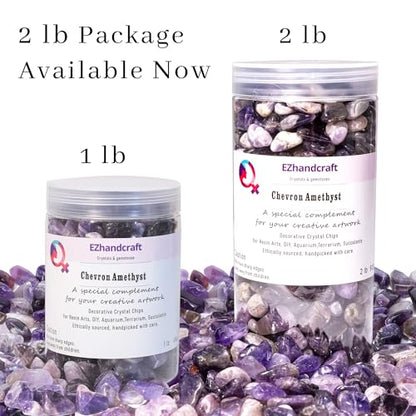 Chevron Amethyst Chips Bulk 2lbs, 1200+ Pieces, 8-12mm Natural Gemstones - color: Chevron Amethyst, size: 2LB