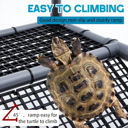Adjustable Extra Large Turtle Basking Platform, 18-19" Wider Hanging Dock, Basking Area for Aquarium Tank 40/50/65/75/90 Gallon, DIY Assembly Tortoise Tank Accessories - style: Stylish