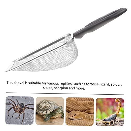 1Pc Stainless Steel Reptile Sand Shovel for Cleaning Tortoise Lizard Substrates Fine Mesh Design Durable Convenient Litter Box Accessory