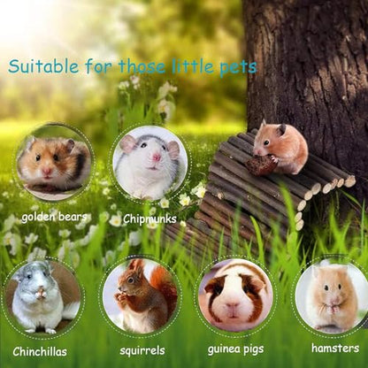 kathson 2 PCS Hamster Wooden Bridge Toys,11.02" L x 6.09" W Large Climbing Toy,Rat Ladder,Small Animal Chew Toys,Wood Hideout Tunnel for Chinchillas Guinea Pig Gerbils Ferret Syrian Hamster Squirrel - color: 2pcs