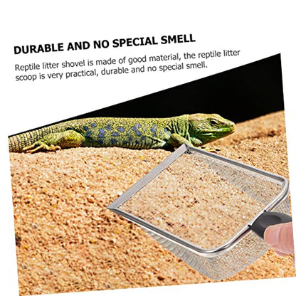 Abaodam 2Pcs Reptile Litter Shovel Fine Mesh Scoop for Easy Cleaning of Tortoise Lizard Gecko Habitats Durable Reusable Waste Cleaner Tool