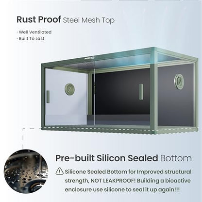 Stackable 50 Gallon Reptile Enclosure for Gecko, Juvenile Reptile | Optimal Ventilation & Light Penetration by Rust Proof Mesh Top, Easy Assembly within 6 Steps with Clear Instruction - color: Earthy Green, size: 50 Gallon