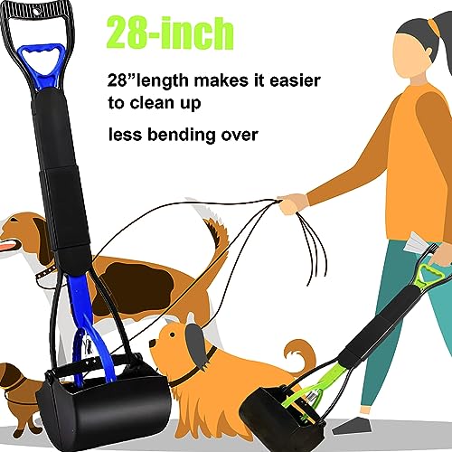 2-Piece ofPooper Scooper for Large Small Dogs Heavy Duty, Long Handle Poop Scoop for Yard, Grass, Gravel, Dog Poop Grabber with High Strength Material and Durable Spring - size: 2 Piece(28-inch length)