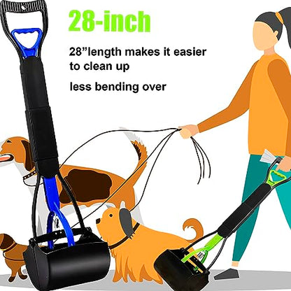 2-Piece ofPooper Scooper for Large Small Dogs Heavy Duty, Long Handle Poop Scoop for Yard, Grass, Gravel, Dog Poop Grabber with High Strength Material and Durable Spring - size: 2 Piece(28-inch length)