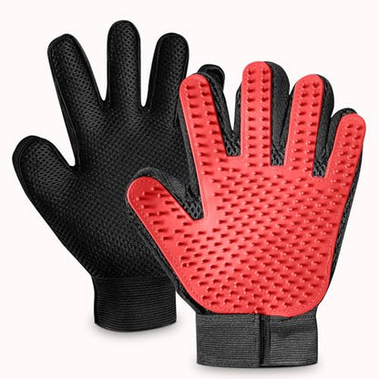 Upgrade Pet Grooming Gloves, Grooming Gloves for Dogs, Cats, Rabbits & Horses with Long and Short Hair, Efficient Pets Hair Remover Mittens - 1 Pair (Red) - color: Red