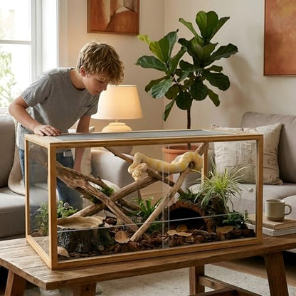 120 Gallon Bearded Dragon Tank,48"x24"x24"Bamboo Reptile Enclosure Also for Snake,Bearded Dragon,Turtle with Sliding Door Top Screen Ventilation,Stackable Large Reptile Terrariums - size: 48"x24"x24"