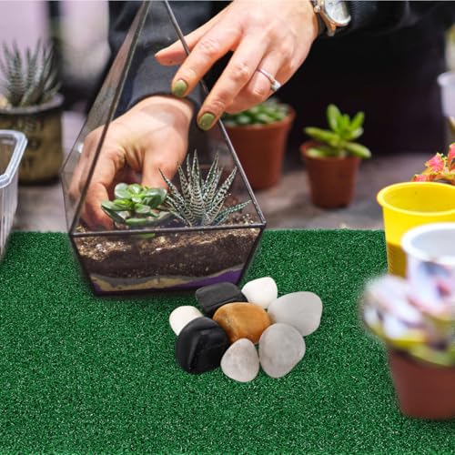 SEWACC Turtle Basking Platform Artificial Grass Turf for Aquarium Fish Tank Reptile Resting Floating Simulated Lawn Floating Platform 19.7X9.8 Inches