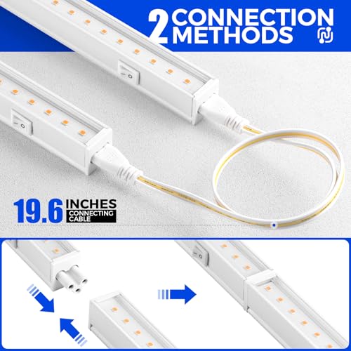 Barrina T5 Plant Lights, 5W LED Grow Light Strip, 1FT White Cover, 8 Packs | Linkable Plant Growing Lamp for House Plants, Under Cabinet Grow Lamp with 3 Mounting Modes, Pinkish White, Separate On/Off - color: Pinkish White, size: 1ft-white Cover
