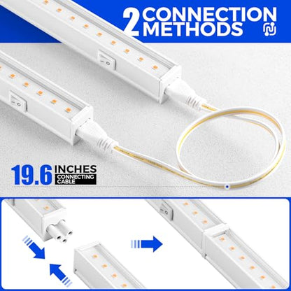 Barrina T5 Plant Lights, 5W LED Grow Light Strip, 1FT White Cover, 8 Packs | Linkable Plant Growing Lamp for House Plants, Under Cabinet Grow Lamp with 3 Mounting Modes, Pinkish White, Separate On/Off - color: Pinkish White, size: 1ft-white Cover