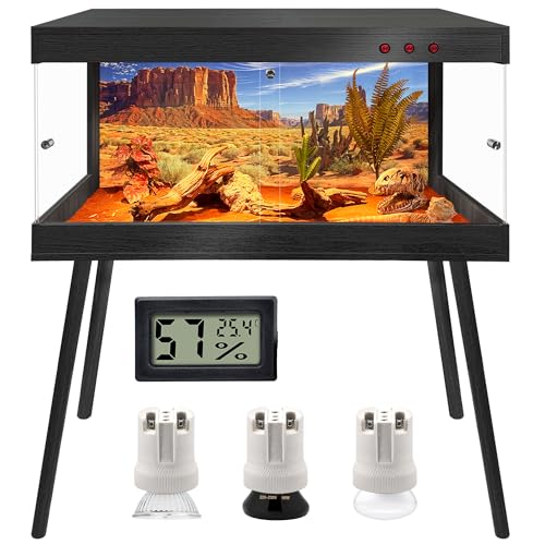 Royxen Reptile Tank with Leg Stand, Tempered Glass Bearded Dragon Tank, 64 Gallons Reptile Enclosure,Lizard Tank for Chameleon,Snake,Lizard Habitat (Black, 40x20x19.5 Inch) - color: Black, size: 40"x20"x19.5"