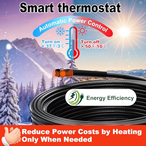 HEATIT Heating Cable - CSA & ETL Approved, Prevents Pipe Freeze, Keeps Water Flowing, Energy-Efficient, Reliable Performance, Hassle-Free, Durable Heat Tape for Water Pipes HISD 6ft, 7w/ft, 120V - style: 6 Feet